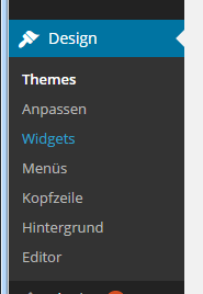 Designbereich - Widgets anpassen